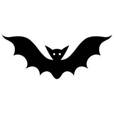 Yarasa vektör simgesi. Beyaz arka planda izole bir illüstrasyon. Siyah bir kan emici silueti. Uçan canavar elle çizilmiş. Vampir skeci. Cadılar Bayramı öğesi. Tek Renkli.