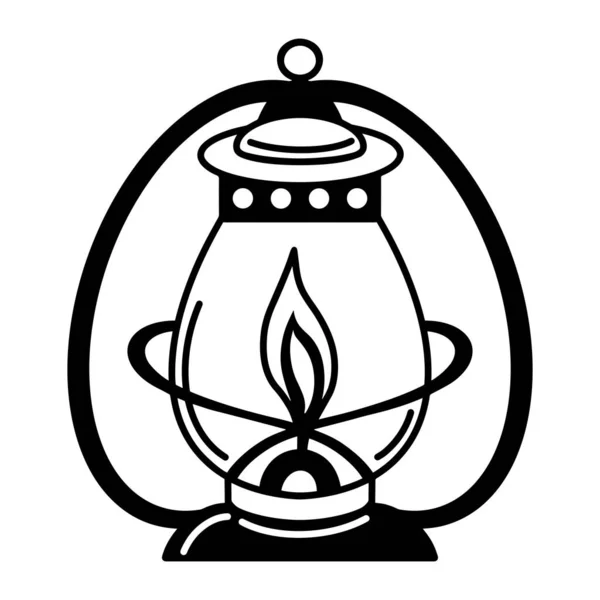 Hand Drawn Kerosene Lamp Vector Icon Doodle Style Black Antique — Stock Vector