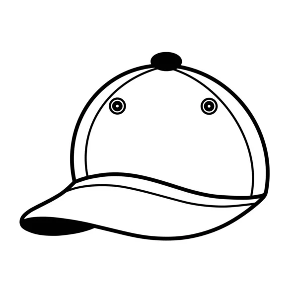 棒球帽矢量图标 在白色背景上孤立的手绘头饰 用于防晒的远足附件 服装草图 帽子的轮廓 装饰和设计的概念 — 图库矢量图片