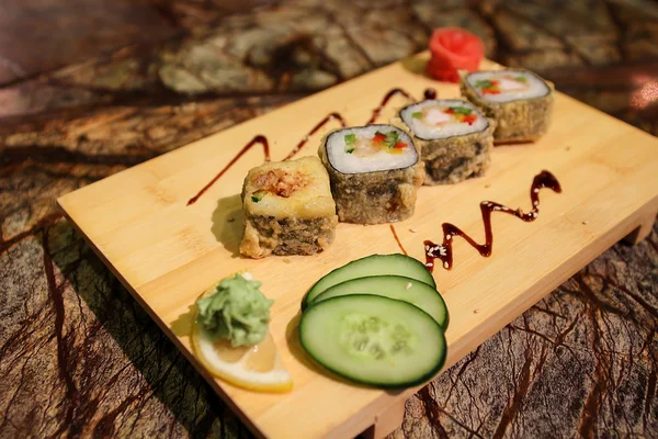 Delicious Magura grill maki sushi rolls — Stock Photo, Image