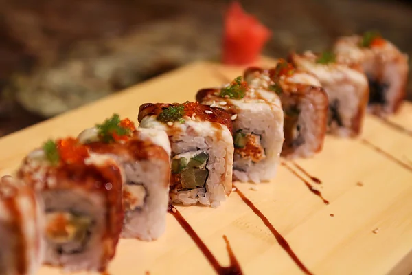 Delicious Dragon maki sushi rolls — Stock Photo, Image