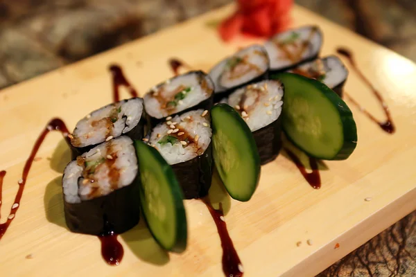 Delicious Unagi maki sushi rolls — Stock Photo, Image