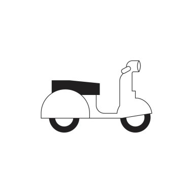 Scooter simgesi, araç ve ulaşım, motosiklet işareti, vektör grafikleri, beyaz arkaplan üzerinde doğrusal desen