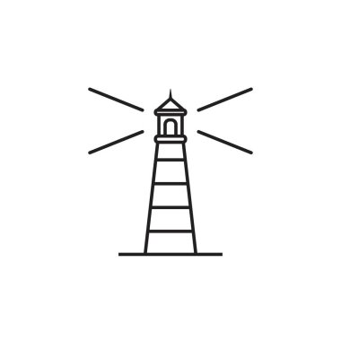 düz biçimli deniz feneri simgesi, vektör illüstrasyonu