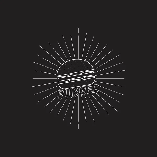 Klasik Hipster Logo Hattı Hamburgerci Logosu Çizimi Restoran Veya Yemek — Stok Vektör