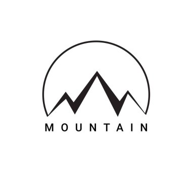 Dağ manzaralı logo tasarımı vektörü, doğa elementi logo tasarım şablonu