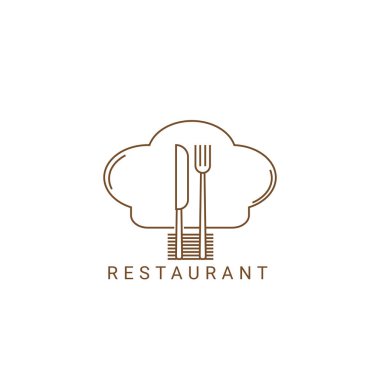 Logo tasarım vektörü, restoran elemanı logo tasarım şablonu