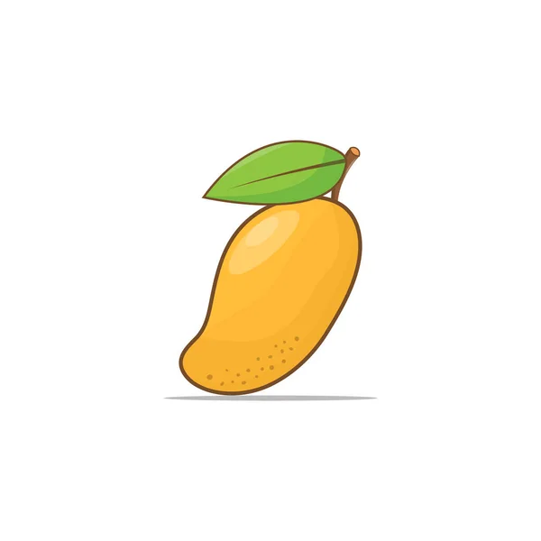 Fruta Mango Con Grandes Hojas Verdes Aisladas Sobre Fondo Blanco — Vector de stock