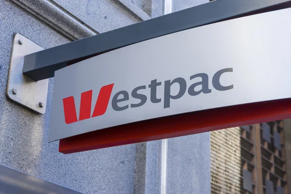 Close-up of Westpac bank signage — Stock Photo, Image