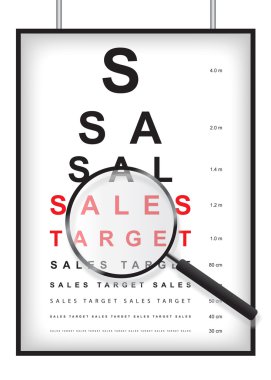 Clear sales target in eyesight test concept clipart