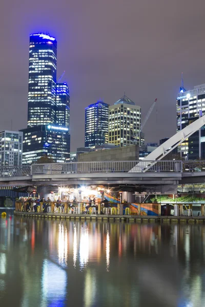 Panoráma města Melbourne v noci — Stock fotografie