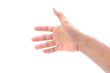 Adam el beyaz zemin üzerine izole