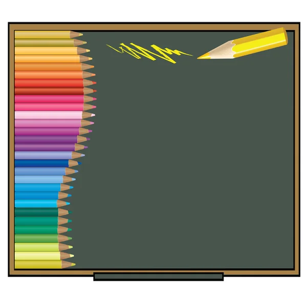 Color pencil Vector illustration on a blackboard background — Stock Vector