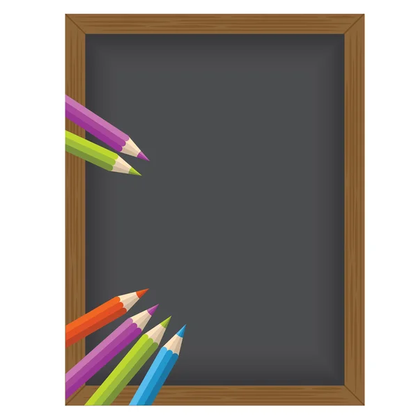 Color pencil Vector illustration on a blackboard background — Stock Vector