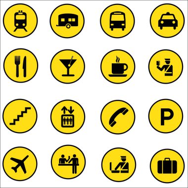 Airport alışveriş merkezi vektör simgeler Illustrator ayarla