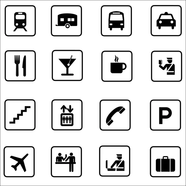 Flughafen Einkaufszentrum Vektor-Symbole Set Illustrator — Stockvektor