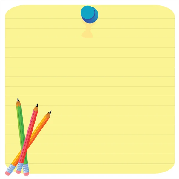 Empty paper sheet and lined notepad pages and pencil for attaching paper Vector EPS10 — Stock vektor