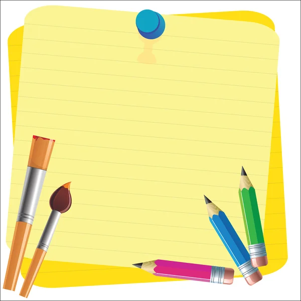 Empty paper sheet and lined notepad pages and pencil for attaching paper Vector EPS10 — Stock vektor