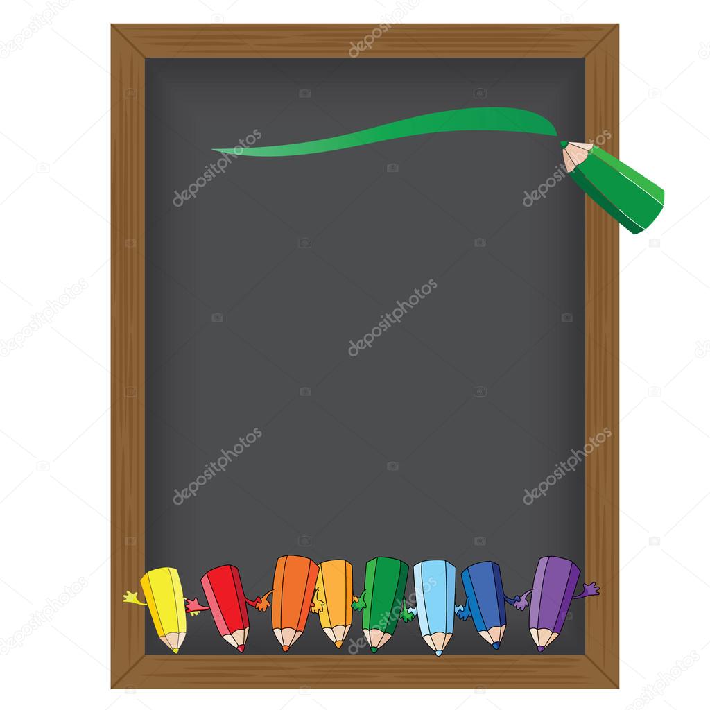 color pencil Vector illustration on a blackboard background