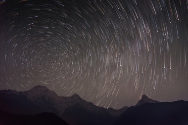 Star Trail over Annapurna Mountain Range