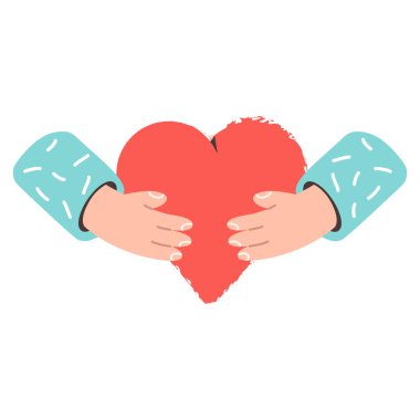 Şeffaf bir arkaplanda kalbi tutan eller. Sevgililer Günü Clipart 'ı seviyorum. Kalp şeklinde. Mutlu Sevgililer Günü kavramı