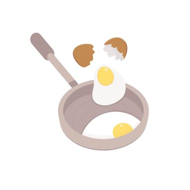 Kırık yumurta kızartma tavasında kızarır. Kahvaltı hazırlama konsepti