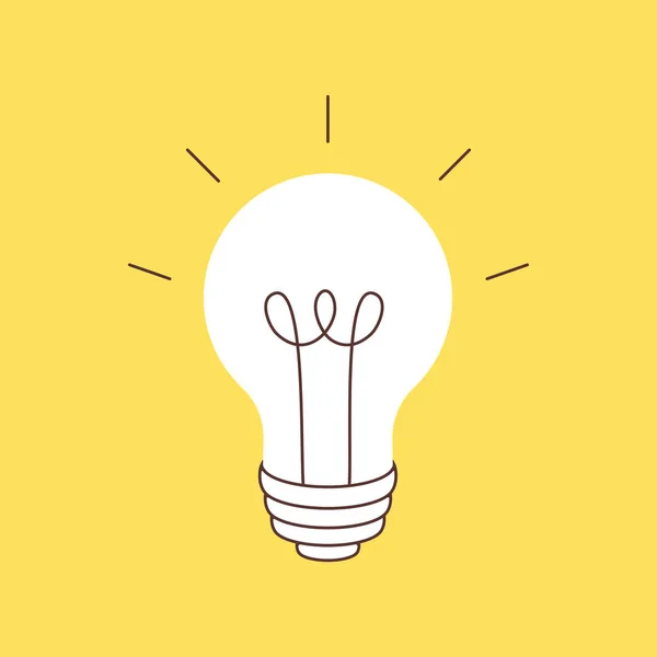 Light bulb. Isolated on yellow background. New, creative or innovation idea. Vector flat illustration. Symbol of creativity, creative idea, mind, thinking — Stock Vector