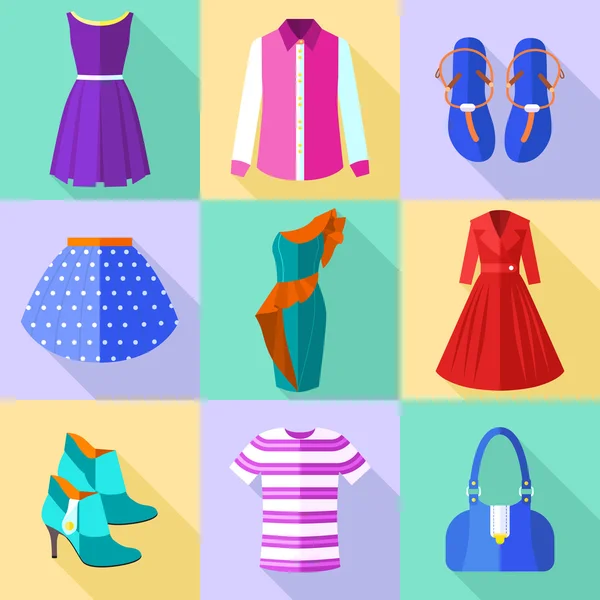 Conjunto de ícones de roupa de mulher —  Vetores de Stock