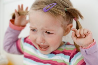 Crying little toddler, having a tantrum clipart