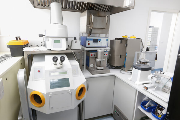 Dental microscope in hi-tech, modern laboratory