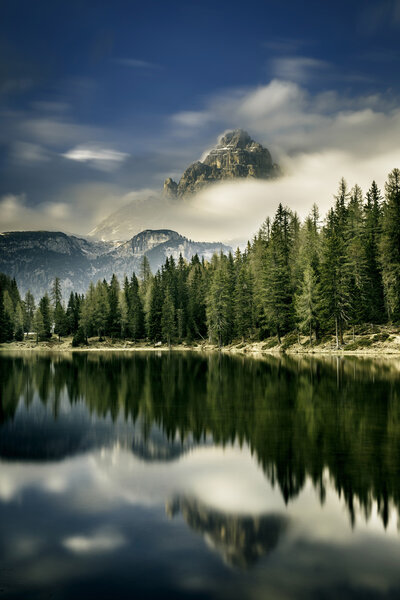 Mountain landscape with lake in the front