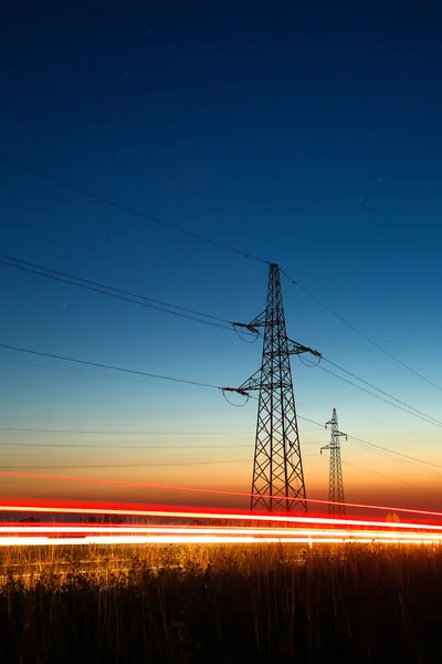 Pylons and traffic — Stock Photo, Image