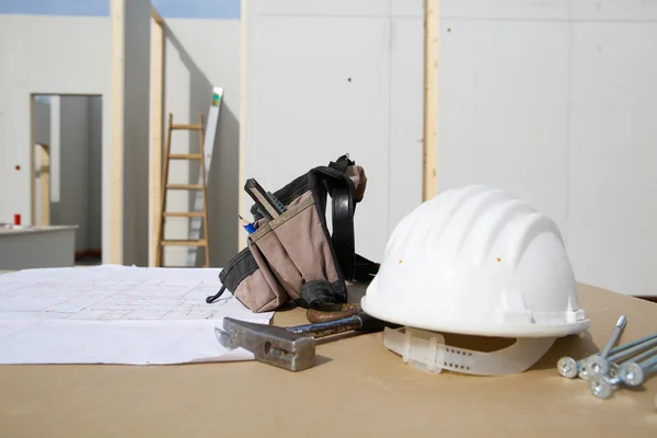 Equipo de construcción, hardware y plan de construcción — Foto de Stock