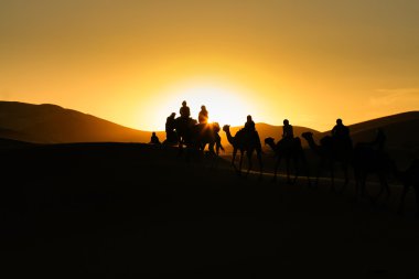 Deve sürme turist siluetleri