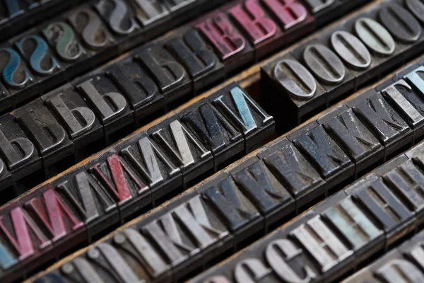 Metal printing press letters — Stock Photo, Image