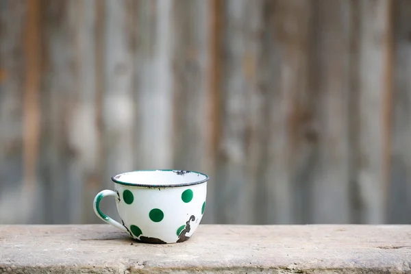 Charming vintage dotted metal cup