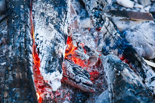 Uhlíků táborového ohně, píky — Stock fotografie