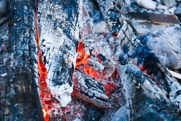 Embers di un falò autofatto — Foto Stock