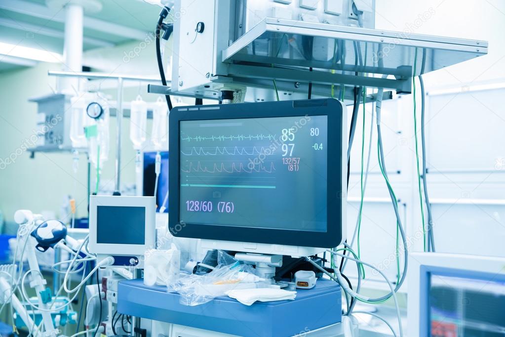 Vital functions (vital signs) monitor in an operating room 