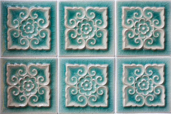 Decoración de azulejos de cerámica verde — Foto de Stock