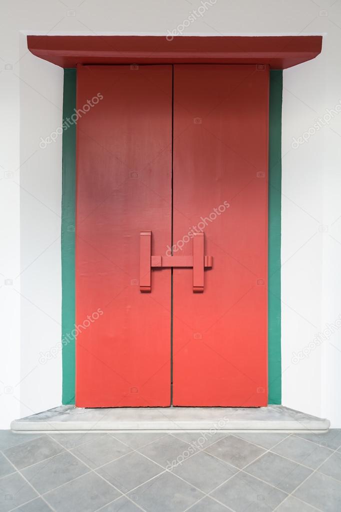 Full size wooden red gate / door 