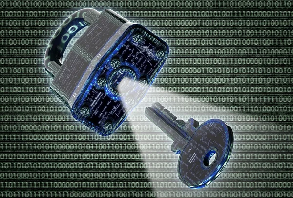 Digital safety concept padlock in electronic environment — Stock Photo, Image