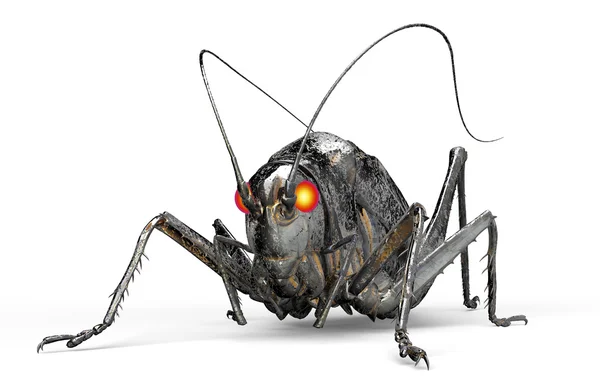 Металевий робот комаха ізольована на білому з відсічним контуром, 3D-уру — стокове фото
