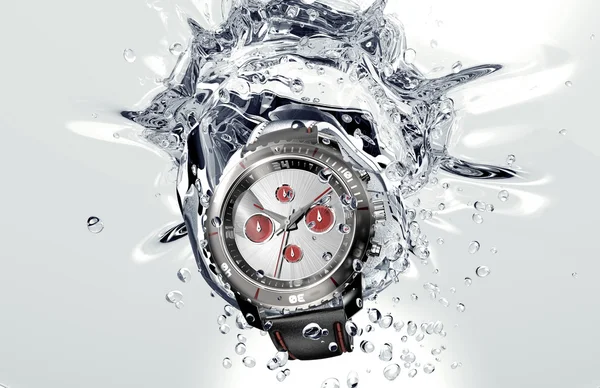 Beautifull watch falling in water — Stock Photo, Image