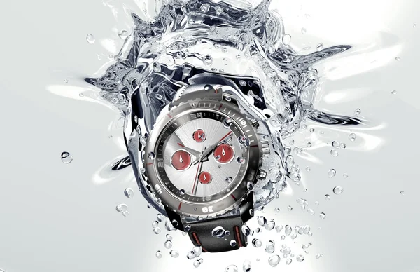 水に落ちる美しい時計 — ストック写真