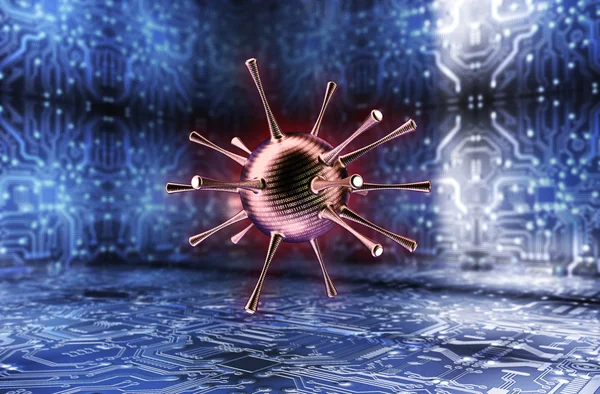 Concetto di sicurezza digitale virus informatico in ambiente elettronico — Foto Stock