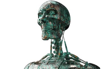 Elektronik robot veya erkek cyborg beyaz izole