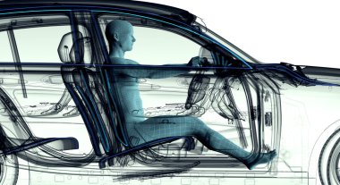 xray image of a car with test driver clipart