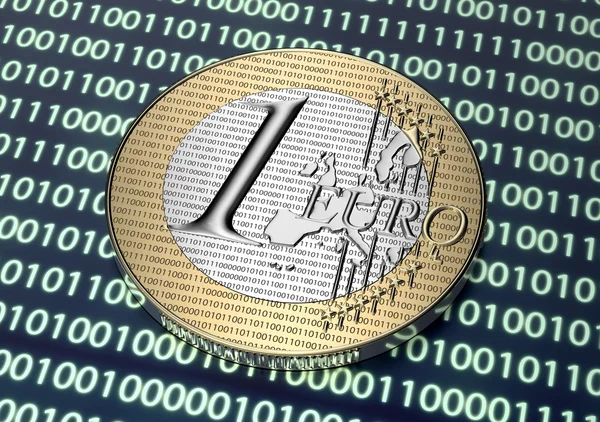Евро монета с электронным cuircuit в цифровой среде — стоковое фото