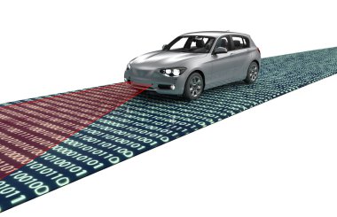 Kendini elektronik bilgisayar araba yolda